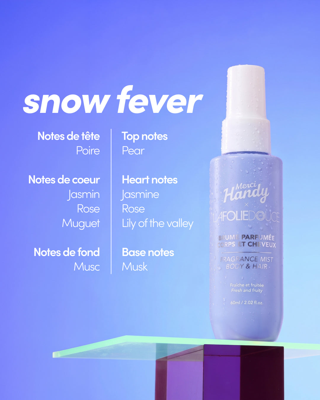 Brume Corps et Cheveux x La Folie Douce™ Merci Handy – notes olfactives du parfum Snow Fever