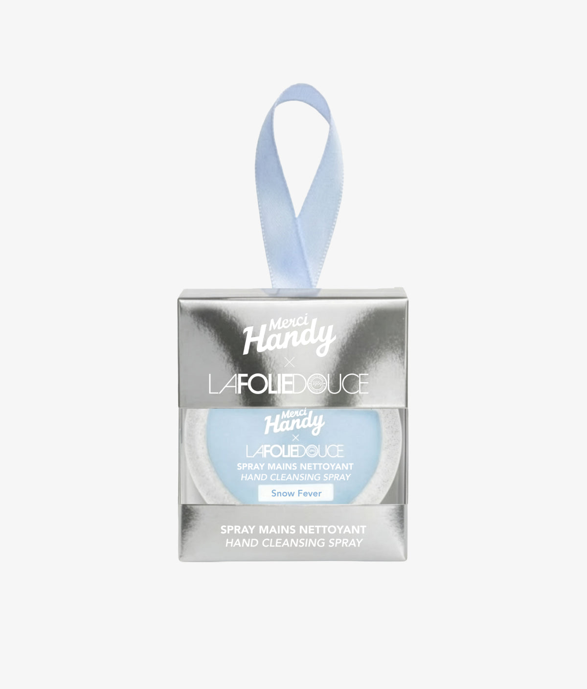 Spray Mains Nettoyant x La Folie Douce™ Merci Handy – spray dans son étui à attache, sur fond gris