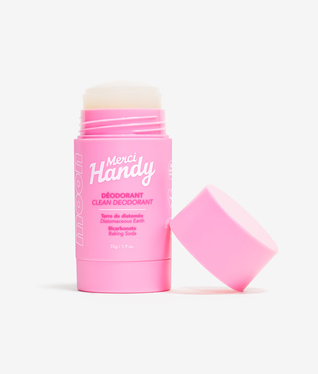 Déodorant MOON Merci Handy – déodorant MOON ouvert sur fond gris